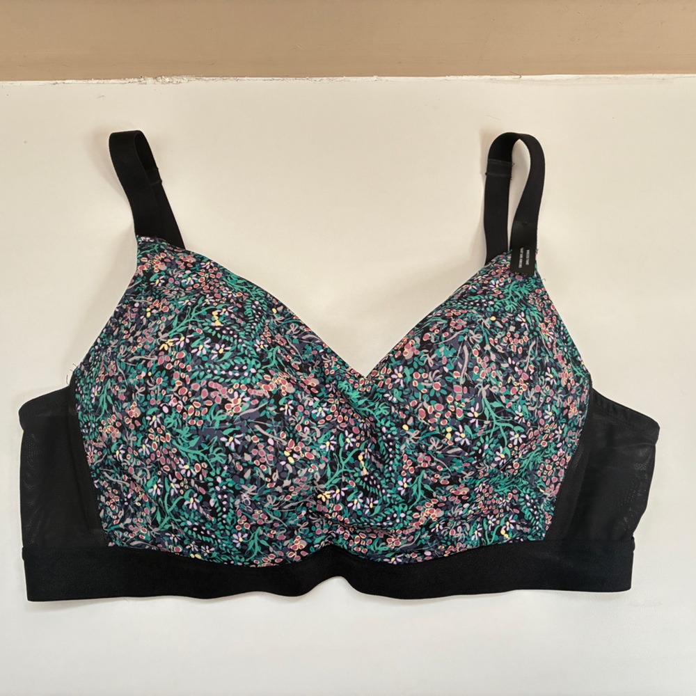 Déèsse Wirefree Padded T-Shirt Bra Floral 40B Black Multicolor
